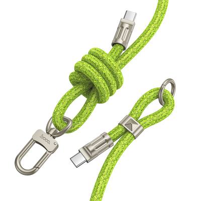 Καλώδιο Φόρτισης/Λουράκι Λαιμού Hoco GH7 USB-C σε USB-C  60W 3A Braided Πράσινο 1.8m