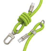 Καλώδιο Φόρτισης/Λουράκι Λαιμού Hoco GH7 USB-C σε USB-C  60W 3A Braided Πράσινο 1.8m