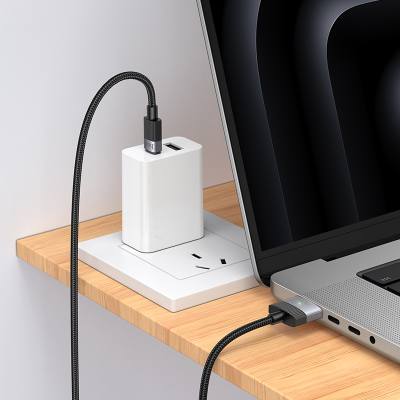 Μαγνητικό Καλώδιο Φόρτισης Hoco U141 USB-C σε Mag3 140W Braided Μαύρο 1.8m