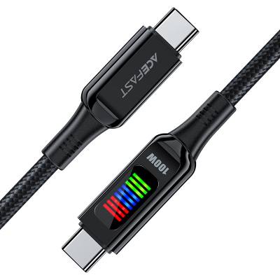 Καλώδιο Σύνδεσης Acefast C7-03  Μεταλλικό USB-C  σε USB-C 100W 20V/5A με Ενδειξη Τάσης  Braided Μαύρο 1.2m.