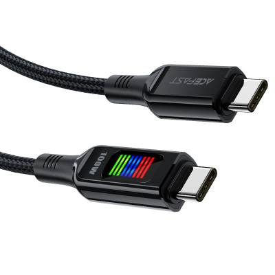 Καλώδιο Σύνδεσης Acefast C7-03  Μεταλλικό USB-C  σε USB-C 100W 20V/5A με Ενδειξη Τάσης  Braided Μαύρο 1.2m.