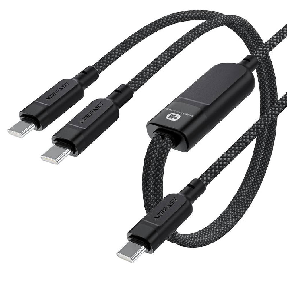 Καλώδιο Σύνδεσης Acefast C5-11 Μεταλλικό USB-C σε 2xUSB-C PD100W 20V/5A Braided Μαύρο 1.2m