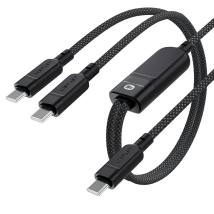 Καλώδιο Σύνδεσης Acefast C5-11 Μεταλλικό USB-C σε 2xUSB-C PD100W 20V/5A Braided Μαύρο 1.2m