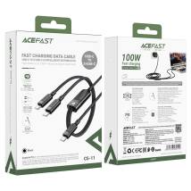 Καλώδιο Σύνδεσης Acefast C5-11 Μεταλλικό USB-C σε 2xUSB-C PD100W 20V/5A Braided Μαύρο 1.2m