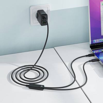 Καλώδιο Σύνδεσης Acefast C5-11 Μεταλλικό USB-C σε 2xUSB-C PD100W 20V/5A Braided Μαύρο 1.2m