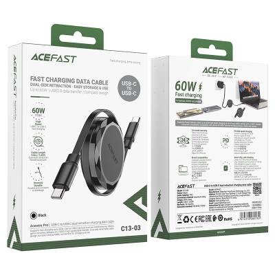 Καλώδιο Αναδιπλούμενο Acefast C13-03 USB-C σε USB-C 3A 60W Μαύρο 0.8m