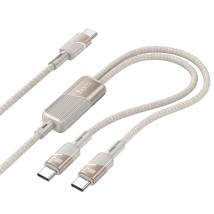 Καλώδιο Σύνδεσης Hoco U139  USB-C σε 2xUSB-C PD100W 20V/5A Braided Χρυσό 1.2m.