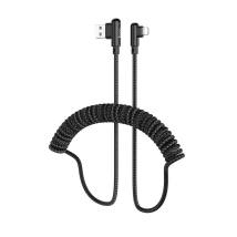 Καλώδιο σύνδεσης Hoco DU40 Guard USB σε Lightning 2.4A Spring Cable Braided Μαύρο 0.45-1m