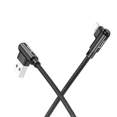 Καλώδιο σύνδεσης Hoco DU40 Guard USB σε Lightning 2.4A Spring Cable Braided Μαύρο 0.45-1m