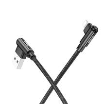 Καλώδιο σύνδεσης Hoco DU40 Guard USB σε Lightning 2.4A Spring Cable Braided Μαύρο 0.45-1m