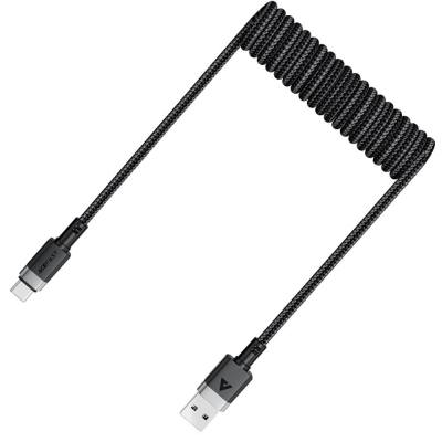 Καλώδιο Σύνδεσης Acefast C14-04 USB-A σε USB-C 3A Fast Charge USB2.0 Spring Braided Μαύρο 1.2m.