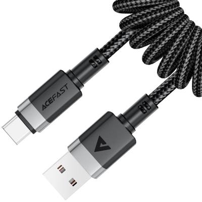 Καλώδιο Σύνδεσης Acefast C14-04 USB-A σε USB-C 3A Fast Charge USB2.0 Spring Braided Μαύρο 1.2m.