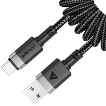 Καλώδιο Σύνδεσης Acefast C14-04 USB-A σε USB-C 3A Fast Charge USB2.0 Spring Braided Μαύρο 1.2m.