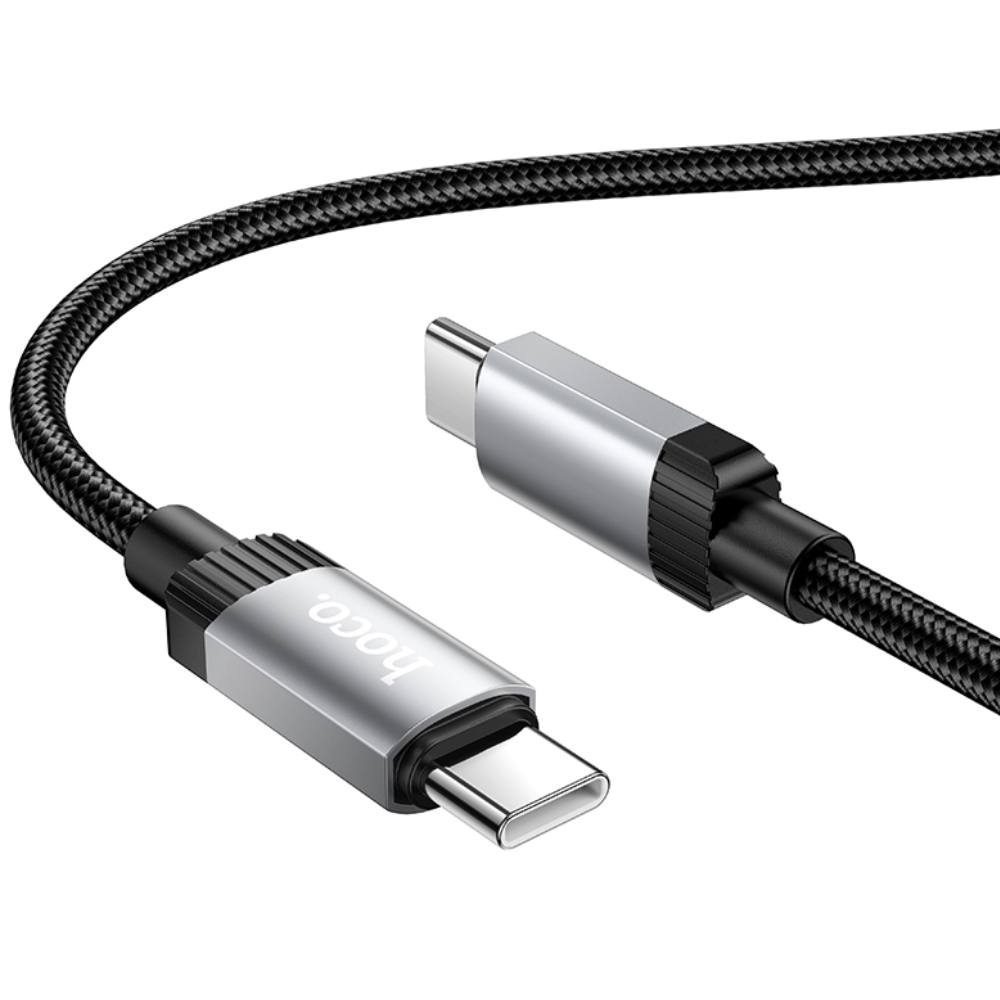 Καλώδιο Hoco X117 Star USB-C σε USB-C 60W με Ένδειξη Φόρτισης LED Braided Μαύρο 1m