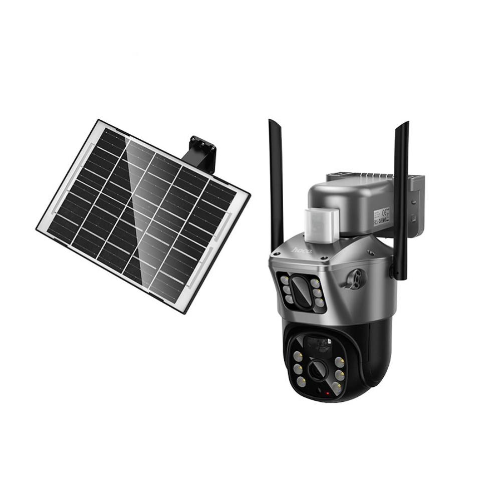 Εξωτερική Wi-Fi Κάμερα Ασφαλείας Hoco DI76 Feather Solar Powered FullHD IP65 355° Διπλή Κάμερα με Έγχρωμη  Νυχτερινή Όραση Αμφίδ