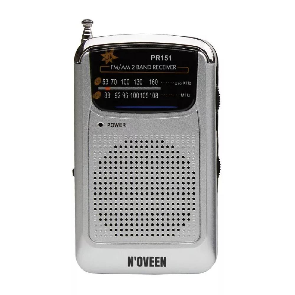 Φορητό Ραδιόφωνο N'oveen PR151  AM/FM, με Hands Free 3.5mm,με Λειτουργία  Μπαταρίας 2 x 1,5V AAA  Ασημί