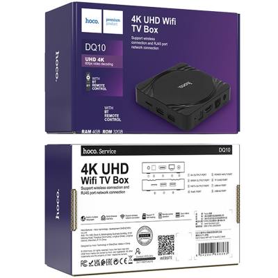 Hoco DQ10 Navio TV Box 4K UHD 60Fps με WiFi RJ45 4GB RAM + 32GB ROM v5.0 Android12