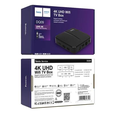 Hoco DQ09 Barco TV Box 4K UHD 60Fps με WiFi RJ45 4GB RAM + 64GB ROM v5.0 Android12
