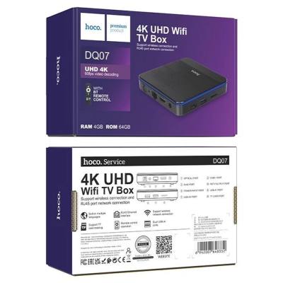 Hoco DQ07 Primo TV Box 4K UHD 60Fps με WiFi RJ45 4GB RAM + 64GB ROM v5.0 Android9