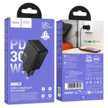 Φορτιστής Ταξιδίου Hoco N70 Nuevo με 1 Εξόδο Φόρτισης USB-C GaN PD30W 5V 3.0A  Μαύρος