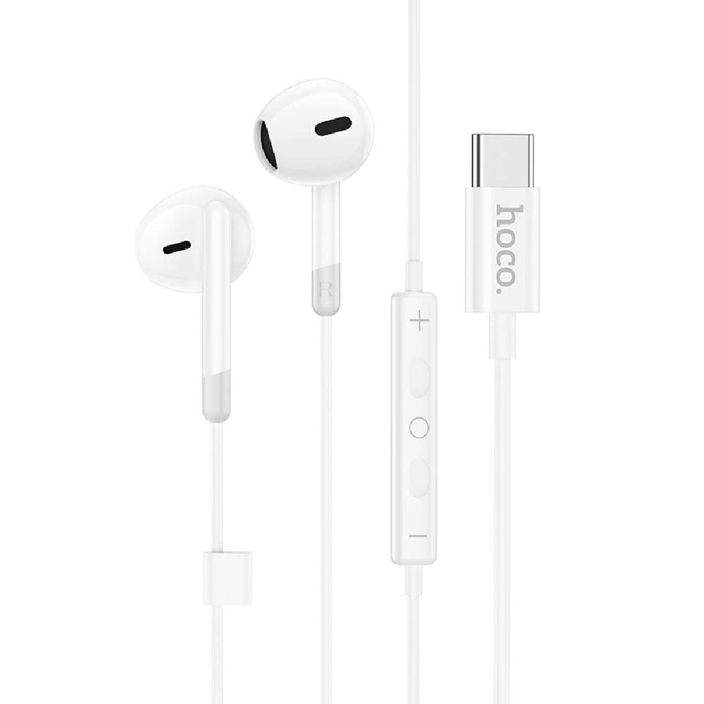 Hands Free Hoco M109 Earphones Stereo USB-C Συμβατά με Όλες τις Συσκευές USB-C Λευκό 1.2m