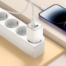 Φορτιστής Ταξιδίου Hoco N41 Almighty Small Body GaN με 2 Εξόδους Φόρτισης 1xUSB-A και USB-C PD20W Fast Charging QC3.0A Λευκός