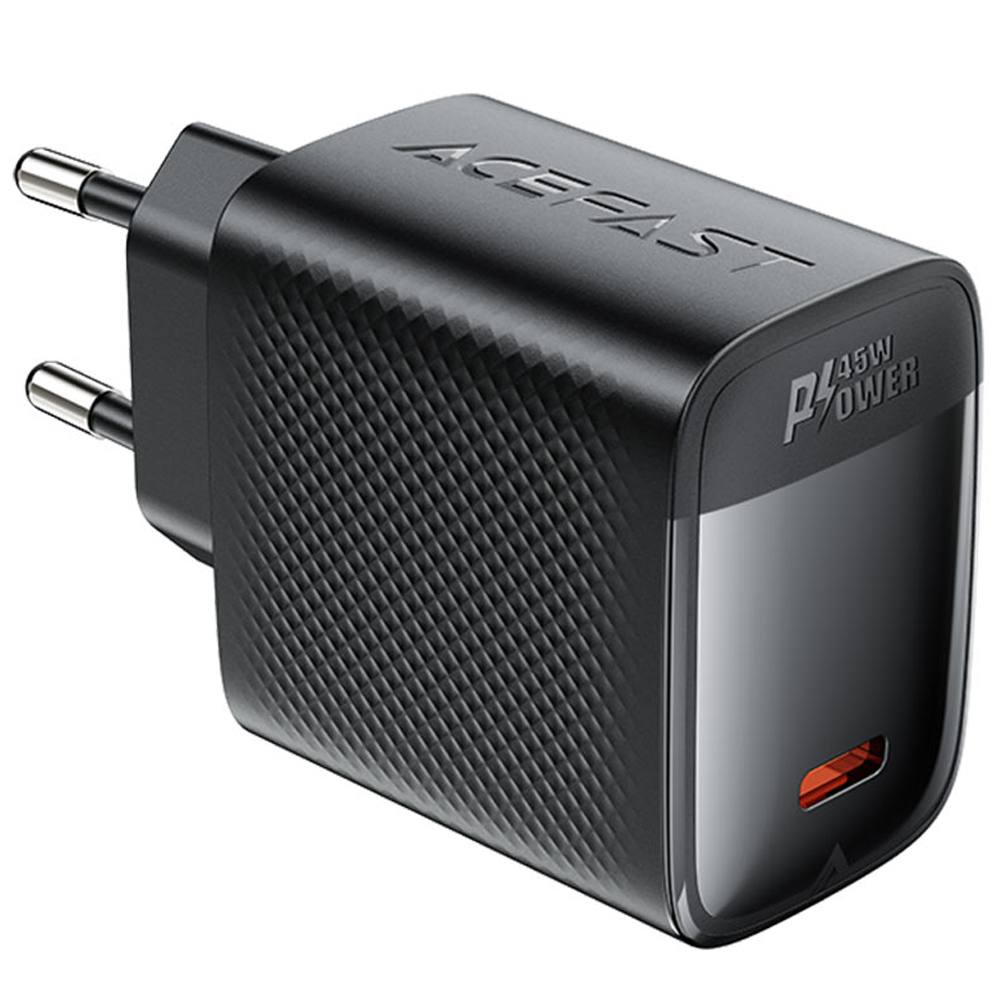 Φορτιστής Ταξιδίου Acefast A112 Fast Charging USB-C PD45W QC3.0 GaN Μαύρος