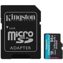 Κάρτα Μνήμης Kingston CanvasGo+ MicroSDXC 64GB Class 10 με SD Αντάπτορα εως 200Mb/s SDCG4/64GB