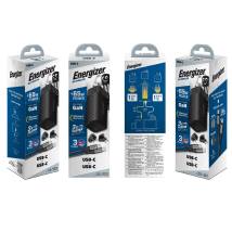 Φορτιστής Ταξιδίου Energizer A65MUC PD65W με Έξοδο USB-C/USB-A  Μαύρο GaN Tech με Καλώδιο USB-C σε USB-C
