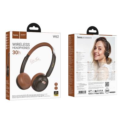 Wireless Ακουστικά Stereo Hoco W62 Verso Retro V5.4 300mAh με Ενσωματωμένο Μικρόφωνο Καφέ - Μαύρο