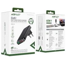 Φορτιστής Ταξιδίου Acefast A100 Fast Charging Ultra Thin Γωνιακός με 2xUSB-C 1xUSB-A PD65W QC3.0 GaN Μαύρος