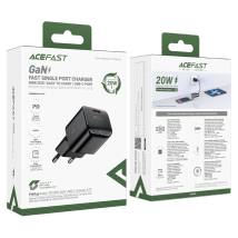 Φορτιστής Ταξιδίου Acefast A73 Mini Fast Charging 1xUSB-C PD20W QC3.0 GaN Μαύρος