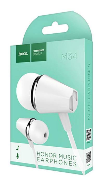 Hands Free Hoco M34 Earphones Stereo 3.5mm Λευκό με Μικρόφωνο και Πλήκτρο Λειτουργίας