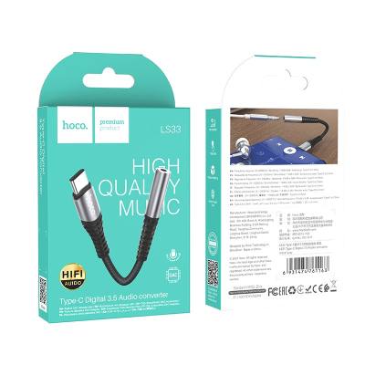 Εξωτερική Κάρτα Ήχου Hoco LS33 USB-C σε 3.5mm Θηλυκό Μεταλλικό Γκρί Συμβατό με όλες τις Συσκευές