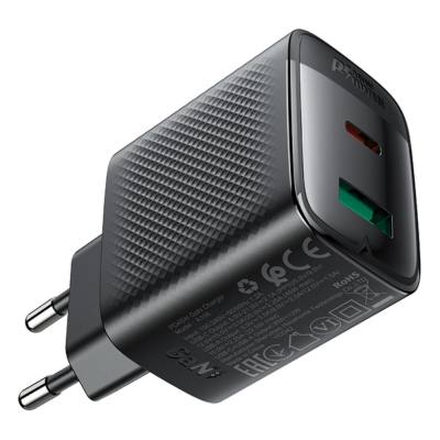 Φορτιστής Ταξιδίου Acefast A106 Fast Charging με 1xUSB-C + 1xUSB-A PD45W GaN Μαύρος