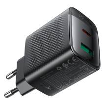 Φορτιστής Ταξιδίου Acefast A106 Fast Charging με 1xUSB-C + 1xUSB-A PD45W GaN Μαύρος