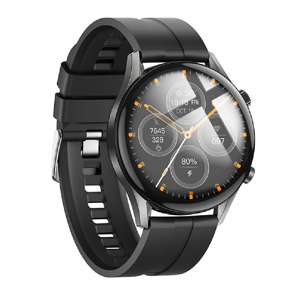 Smartwatch Hoco Y7 Pro 1.39" Bluetooth v5.0 240mAh IP67 με Δυνατότητα Κλήσεων Silicon Band Metal Grey