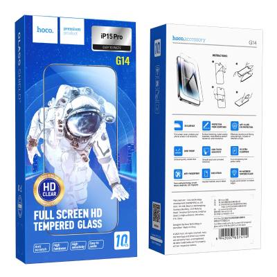 Tempered Glass Hoco Premium Series G14 0.33mm HD Full Screen Large Arc Edges Protection HD 3D για Apple iPhone 15 Pro Σετ 10τεμ.