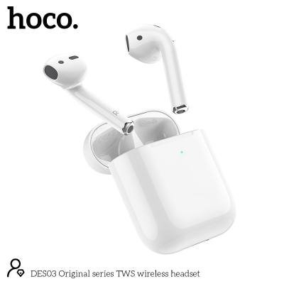 Wireless Hands Free Hoco DES03 Plus TWS V5.0  350mAh και 3h Ώρες Λειτουργίας Λευκά με Μαύρο Silicon Sleeve