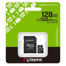 Κάρτα Μνήμης Kingston Canvas Select Plus+ MicroSDXC 128GB Class 10 με SD Adapter έως 150MB/s SDCS3/128GB