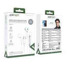 Hands Free Acefast L7 Earphones Stereo USB-C με Μικρόφωνο Braided Λευκό 1.2m. Συμβατά με Όλες τις Συσκευές USB-C.