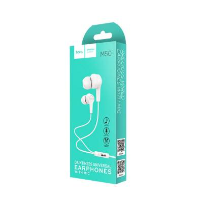 Hands Free Hoco M50 Daitiness  Earphones Stereo 3.5mm με Μικρόφωνο και Πλήκτρο Λειτουργίας 1.2μ Λευκό