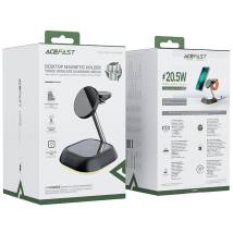 Επιτραπέζια Βάση Ασύρματης Φόρτισης Acefast E16 3-σε-1 20.5W για Φόρτιση 3 Συσκευών με LED Φωτισμό Μαύρη