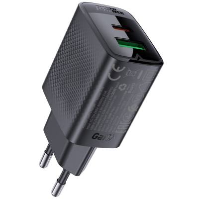 Φορτιστής Ταξιδίου Acefast A78 Fast Charging 1xUSB-C 1xUSB-A PD20W QC3.0 GaN Μαύρος