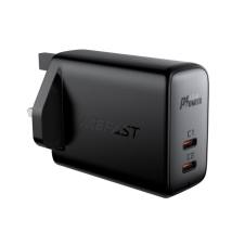 Φορτιστής Ταξιδίου Acefast A12 Fast Charging 2xUSB-C PD40W Μαύρος με UK Plug