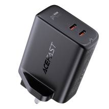 Φορτιστής Ταξιδίου Acefast A12 Fast Charging 2xUSB-C PD40W Μαύρος με UK Plug