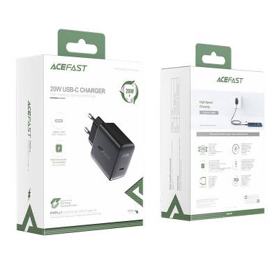 Φορτιστής Ταξιδίου Acefast A1 Fast Charging USB-C PD3.0 PD20W QC3.0 / QC2.0 5V / 2.4A Μαύρος