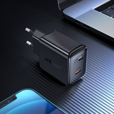 Φορτιστής Ταξιδίου Acefast A1 Fast Charging USB-C PD3.0 PD20W QC3.0 / QC2.0 5V / 2.4A Μαύρος