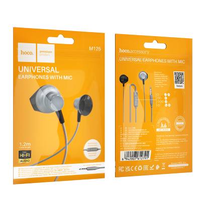 Hands Free Hoco M125 Smart Earphones Stereo 3.5mm με Μικρόφωνο και Πλήκτρο Λειτουργίας 1.2m Γκρι