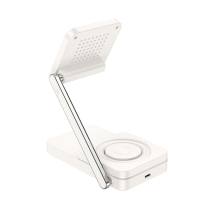 Επιτραπέζια Αναδιπλούμενη Βάση Ασύρματης Φόρτισης Hoco CQ10 Consuelo 3-σε-1 15W Κάθετη Φόρτιση 3 Συσκευών 0-110° και Ambient Lig